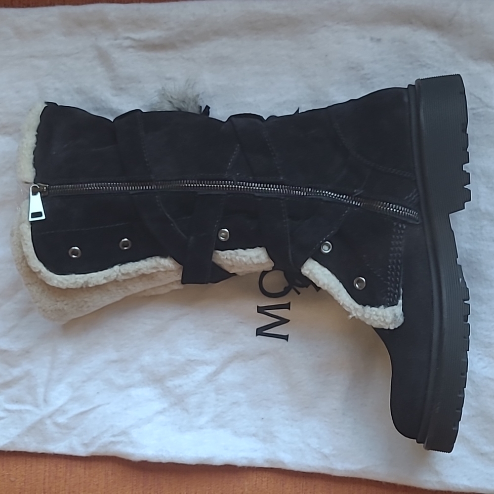 MONCLER Shearling Waterproof Suede Boots - Picture 3 of 8
